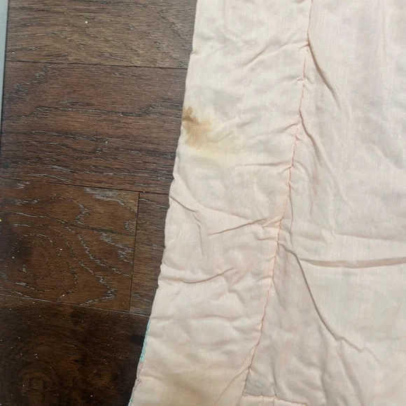 Handmade Peach & Mint Patchwork Quilt Throw – Cottagecore Farmhouse Blanket